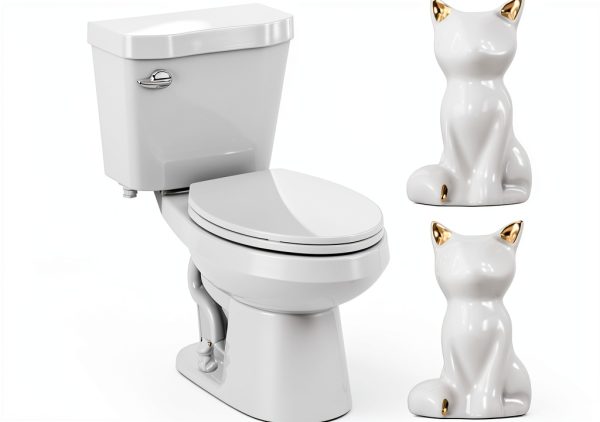 Lorzot Ceramic Cat Toilet Bolt Covers White Decorative-0