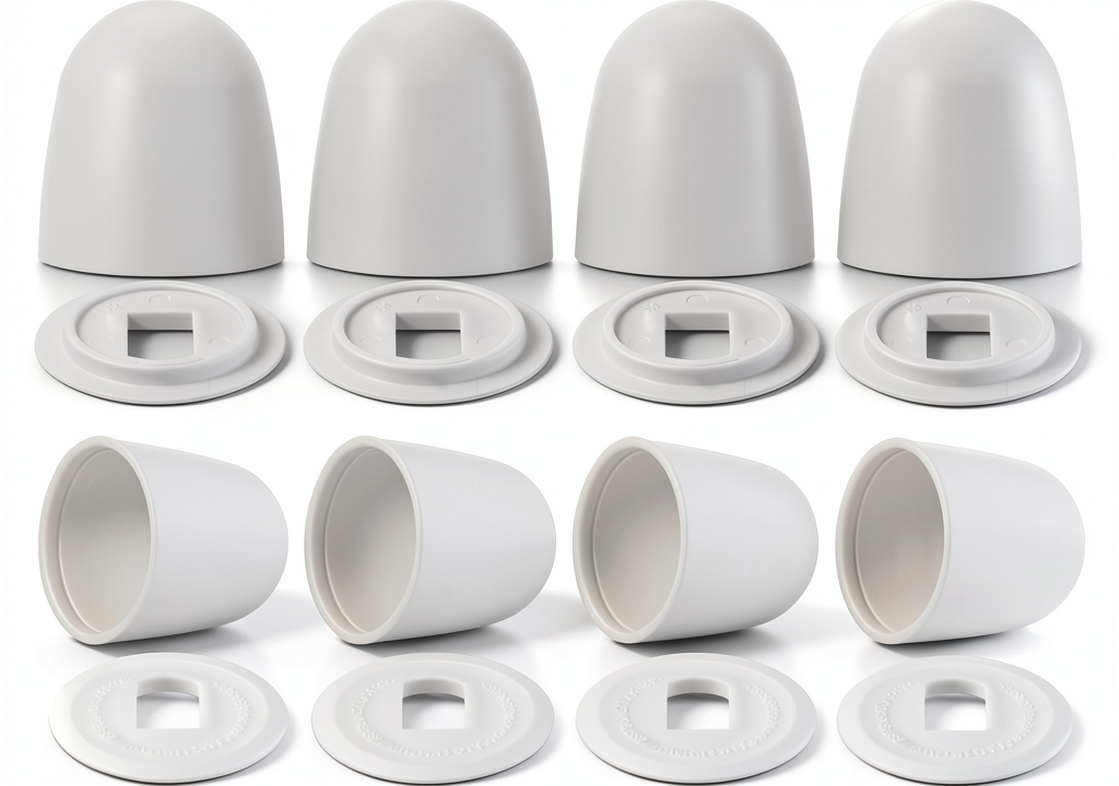'ElevateTech toilet bolt caps installed on a modern toilet'