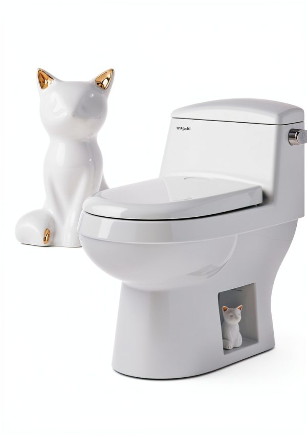 Lorzot Ceramic Cat Toilet Bolt Covers White Decorative-1