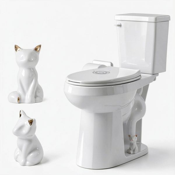 Lorzot Ceramic Cat Toilet Bolt Covers White Decorative-4