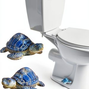 Quilax Turtle Toilet Bolt Covers Blue Resin Decorative Caps-0