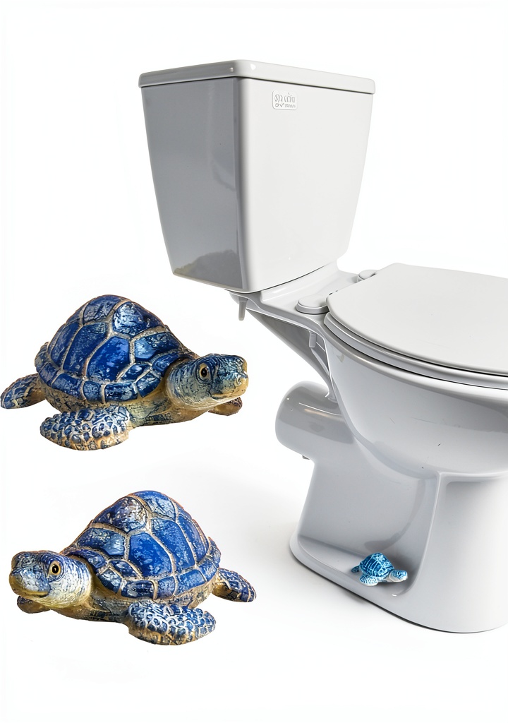 Quilax turtle toilet bolt covers installed on a white toilet base