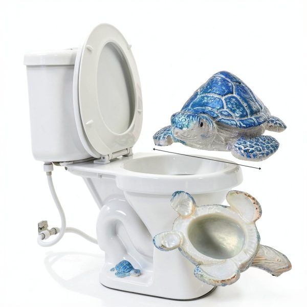 Quilax Turtle Toilet Bolt Covers Blue Resin Decorative Caps-3