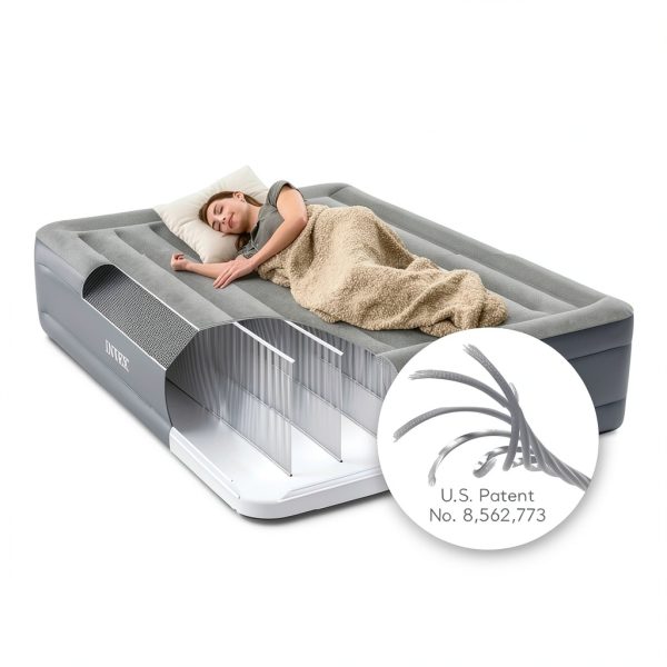 Intex Queen Air Mattress with Built-In Pillow Grey 18-inch-4