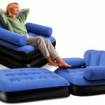 Inflatable Sofa PRAXXIS Pull Out Couch with Headboard Twin Size Blue-0
