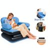 Inflatable Sofa PRAXXIS Pull Out Couch with Headboard Twin Size Blue-5