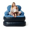 Inflatable Sofa PRAXXIS Pull Out Couch with Headboard Twin Size Blue-2