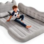 Thickened Inflatable Car Mattress for Back Seat - SUV Air Mattress Bed for Camping & Road Trips, Portable Car Blow Up Mattress with Cup Holder, 2 Pillows & Carry Bag - Grey-0