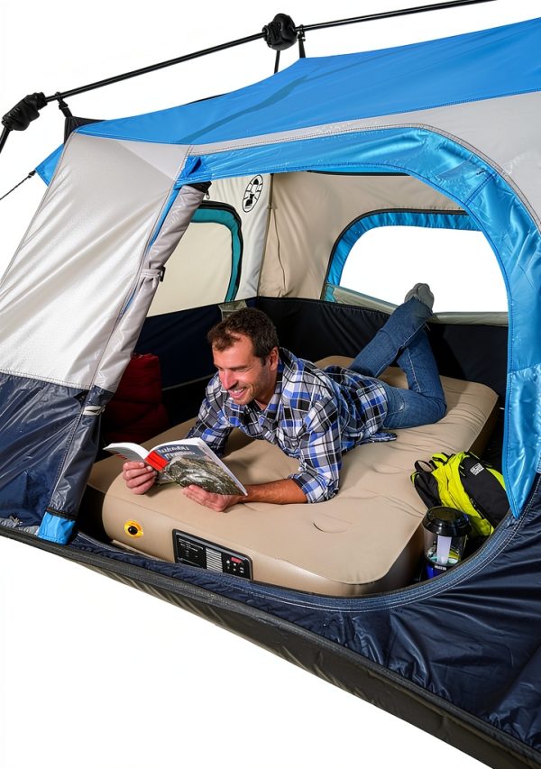 Coleman QuickBed Elite Extra-High Airbed with Built-In Pump Leak-Free Airbed with Soft Plush Top and Carry Bag Queen and Twin Options Available-1
