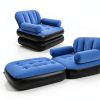 Inflatable Sofa PRAXXIS Pull Out Couch with Headboard Twin Size Blue-6