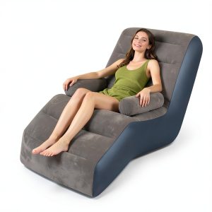 Inflatable Couch LanAqua Waterproof Flocked Air Sofa Brown Single-0