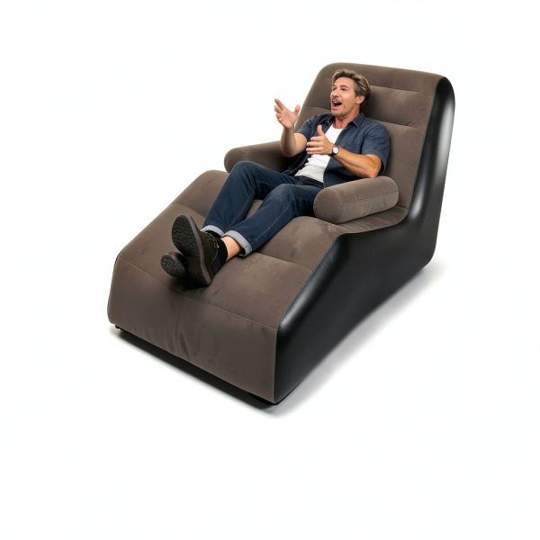 Inflatable Couch LanAqua Waterproof Flocked Air Sofa Brown Single-6