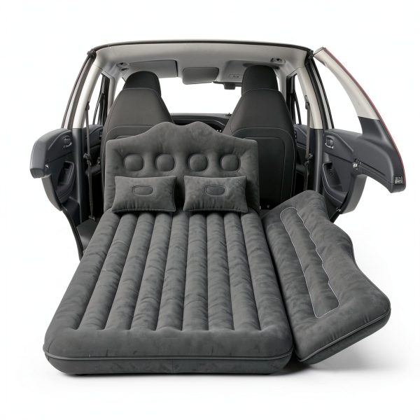 Car Air Mattress Uncle elk 6" Plush Seat with Pump & Pillows Black-1