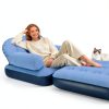 Inflatable Sofa PRAXXIS Pull Out Couch with Headboard Twin Size Blue-3